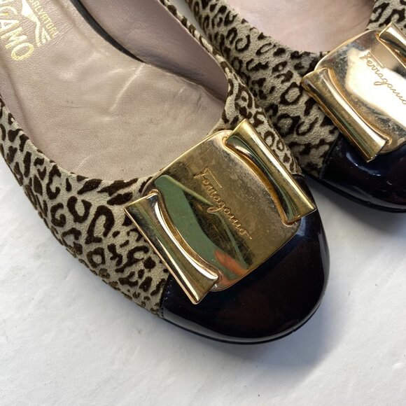 Salvatore Ferragamo Animal Print Suede Size 7 B.Preppy,Flat,Casual - Picture 12 of 15